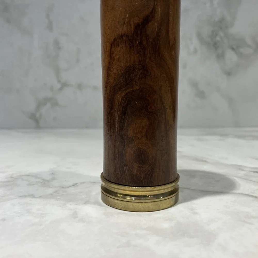 Vtg Brass Wood Grain Monocular Nautical Telescope Spyglass Sailing 3-Draw